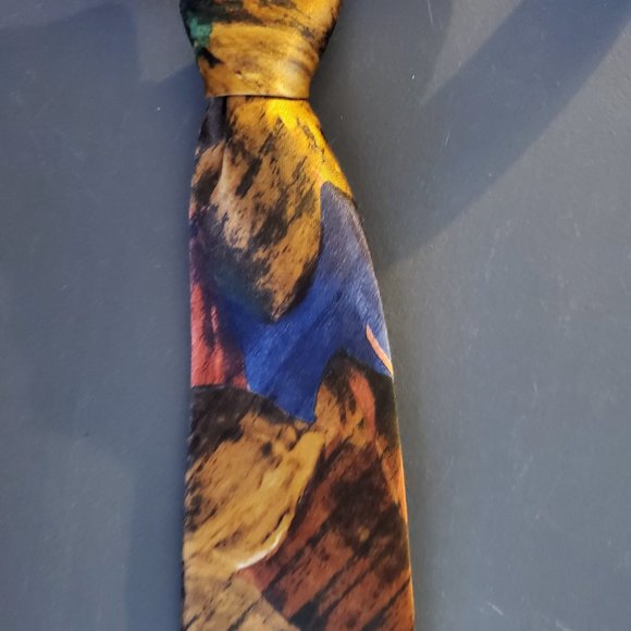 Vintage Wide Tie (Blues-Browns-Golds) - Picture 6 of 6